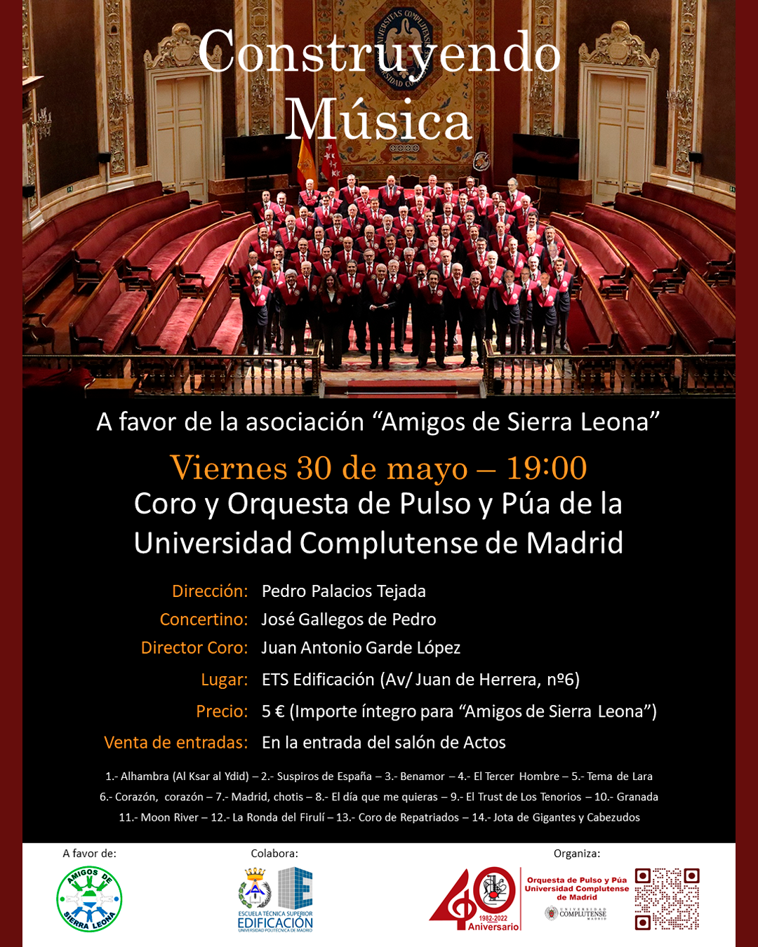 Cartel anunciador con programa